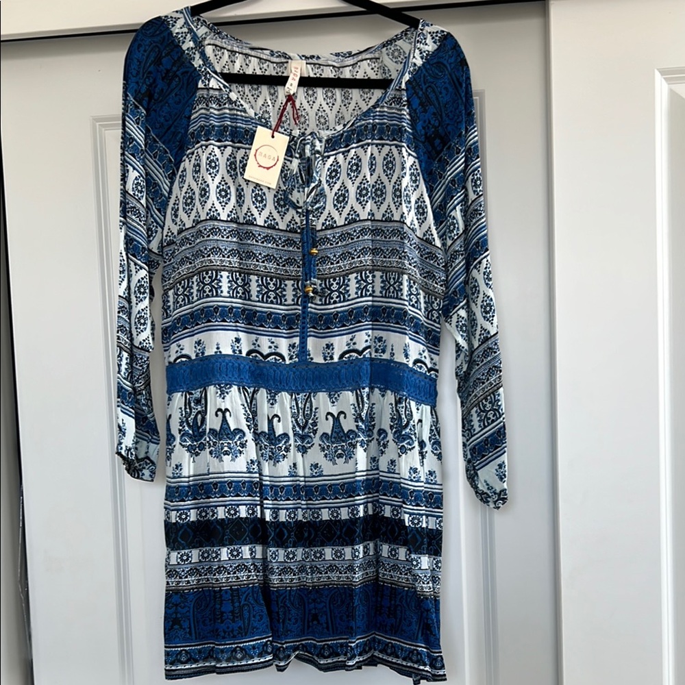 Blue and White Patterned Dress